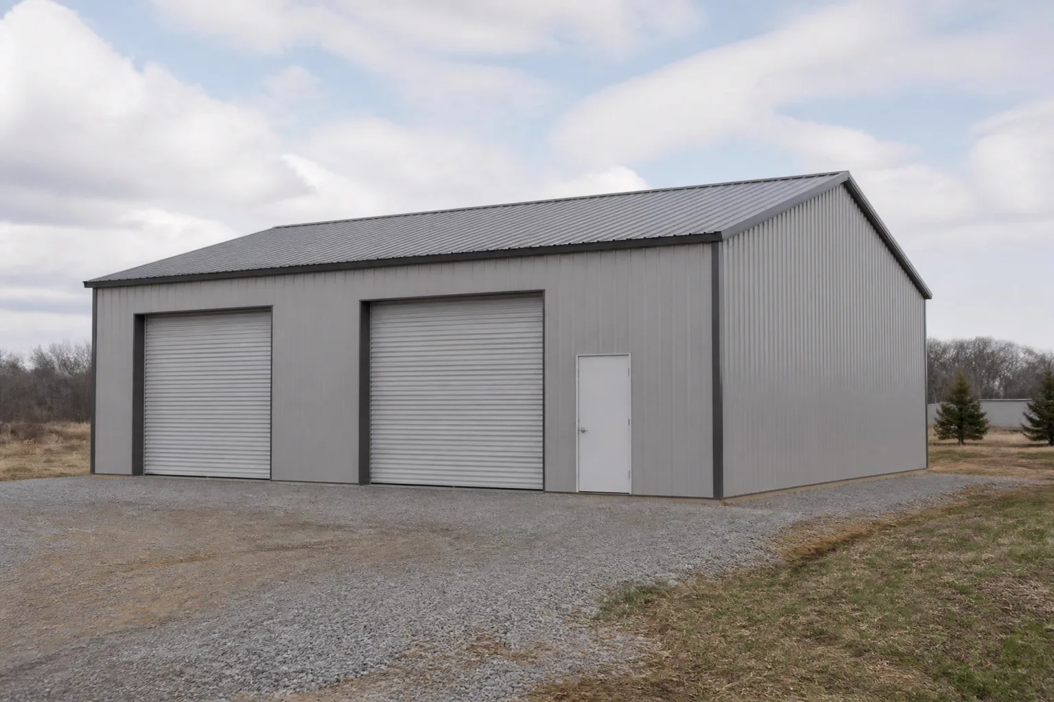 Example 40 × 40 enclosed metal building with two overhead doors