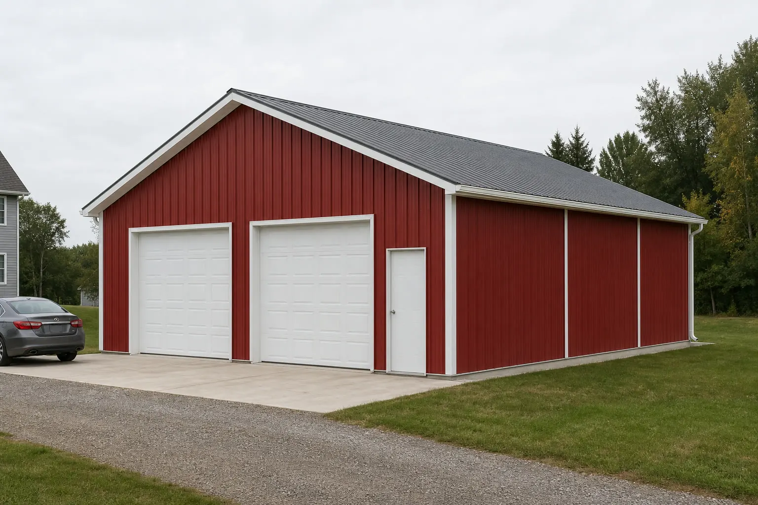 Example configuration of a detached steel garage