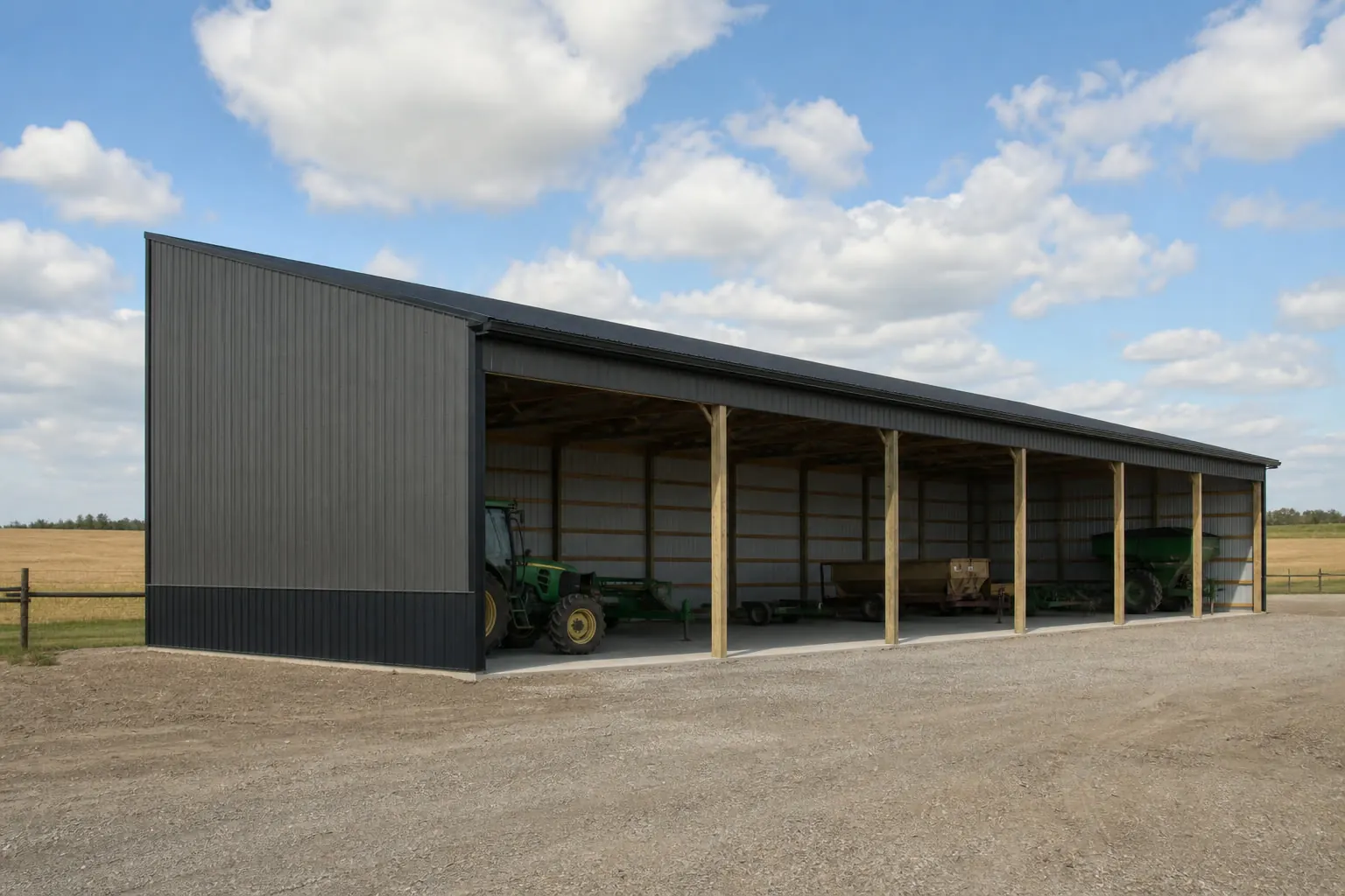 Example configuration of an open equipment shed