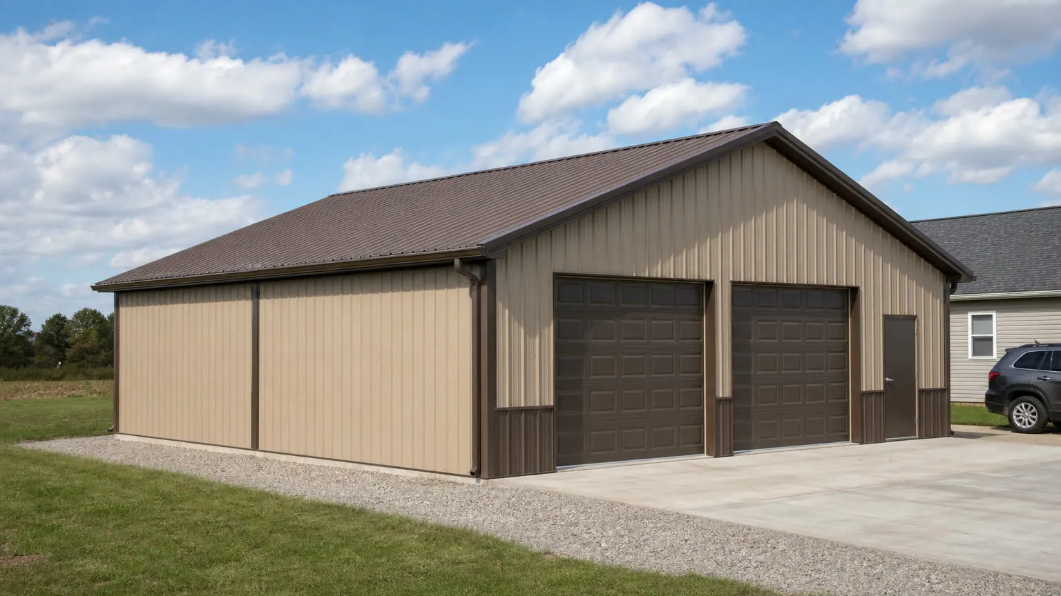 Example configuration of an enclosed metal garage